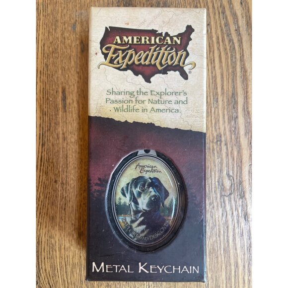 American Expedition Black Lab Metal Keychain Oval Shape Gift Boxed - Picture 2 of 6